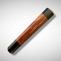 Custom Japanese Knife handle (wa handle) for 165-210 mm: Figured Siamese rosewood and buffalo horn with end cap