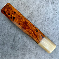 Custom Japanese Knife handle (wa handle) for 240mm - Desert ironwood burl and blonde