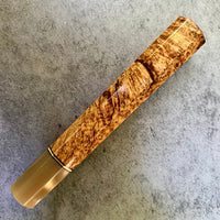 Custom Japanese Knife handle (wa handle) for 240mm - Black ash burl and blonde horn