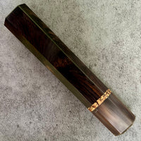 Custom Japanese Knife handle (wa handle) for 165-210mm : Burly African Blackwood and marbled horn