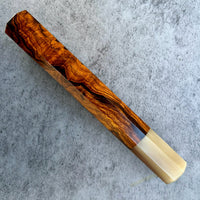 Custom Japanese Knife handle (wa handle) for 240mm - Desert ironwood burl and blonde