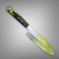 Custom Nakagawa Satoshi Ginsan 3 Santoku 180 mm - Dyed Box Elder Burl