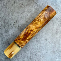 Custom Japanese Knife handle (wa handle) for 240mm - Amboyna burl and blonde