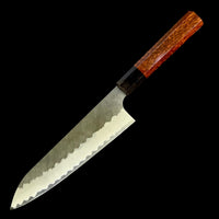 Custom Nigara Hamono Aogami Super Migaki Tsuchime Gyuto 210 mm - Snakewood (subtle figure) and horn