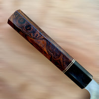Custom Sugi Tadokoro x Tanaka Aogami Super Tall Kiritsuke Gyuto 240 Hon Kasumi Finish - Desert Ironwood Burl