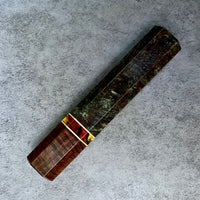 Custom Japanese Knife handle (wa handle) for 165-210mm : Green dyed mango with ringed gidgee