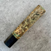 Custom Japanese Knife handle (wa handle) for 165-210 mm: Double dyed maple burl and buffalo horn