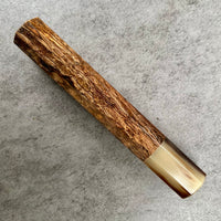 Custom Japanese Knife handle (wa handle) for 165-210mm - Spalted oak burl and marbled horn