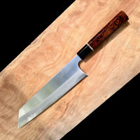 Custom Sugi Tadokoro x Tanaka Aogami Super Tall Kiritsuke Gyuto 240 Hon Kasumi Finish - Desert Ironwood Burl