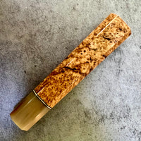 Custom Japanese Knife handle (wa handle) for 240mm - Black ash burl and blonde horn