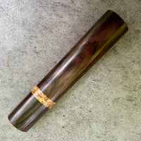 Custom Japanese Knife handle (wa handle) for 240-270 mm : D-shaped African Blackwood and black ash burl