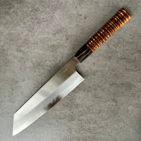 Custom Tadokoro x Tanaka Aogami Super Minesori Kiritsuke 210mm : Hon Kasumi Finish - Hawaiian Koa and marbled black horn