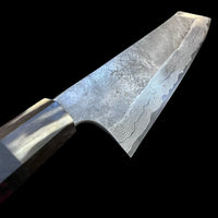 Custom Nigara Hamono Ginsan 3 Kurozome Kiritsuke Gyuto 240 - Cross-cut Mun Ebony and beautiful marbled horn