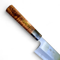 Custom Sugi Tadokoro x Yoshikazu Tanaka Aogami Super Tall Kiritsuke Gyuto 240 Hon Kasumi Finish - Hawaiian Koa and buffalo horn
