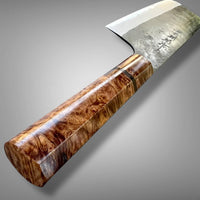 Custom Shiro Kamo AS Kurouchi TALL Nakiri 165mm - Double dyed maple burl