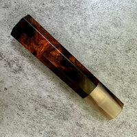 Custom Japanese Knife handle (wa handle) for 165-210mm : Dark desert ironwood burl and horn