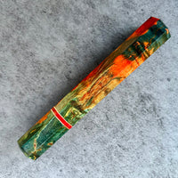 Custom Japanese Knife handle (wa handle) for 165-210mm - Double dyed Karelian birch with vintage Bakelite poker chip and copper