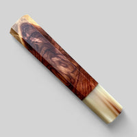 Custom Japanese Knife handle (wa handle) for 165-210 mm : Cocobolo burl and blonde horn