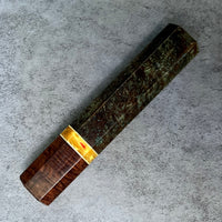 Custom Japanese Knife handle (wa handle) for 165-210mm : Green dyed mango with ringed gidgee