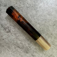 Custom Japanese Knife handle (wa handle) for 165-210mm : Dark desert ironwood burl and horn