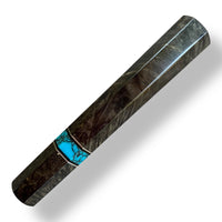 Custom Japanese Knife handle (wa handle) for 165-210 mm: Black dyed maple burl and Turquoise