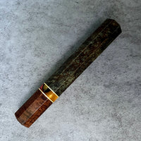 Custom Japanese Knife handle (wa handle) for 165-210mm : Green dyed mango with ringed gidgee
