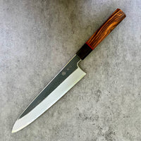 Custom Tadokoro Nakagawa White 2 Gyuto 240 mm Kurouchi Finish - Cocobolo, African Blackwood and vintage poker chip