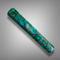 Custom Japanese Knife handle (wa handle) for 165-210 mm: Teal Dyed Karelian Birch and Vintage Poker Chip