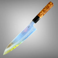 Custom Tetsujin Ginsan 3 Gyuto 210mm - Amboyna burl and buffalo horn