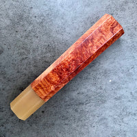 Custom Japanese Knife handle (wa handle) for 240mm - Very rare Siamese rosewood burl and blonde