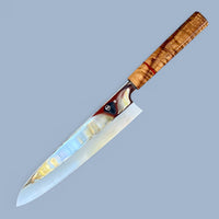 Custom Tadokoro Nakagawa mirror polish Ginsan 3 Gyuto 260 (243 Edge) - Hawaii Koa and vintage poker chip