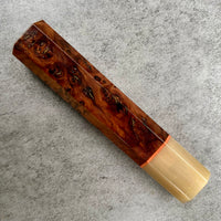Custom Japanese Knife handle (wa handle) for 165-210mm - Chechen burl and blonde horn