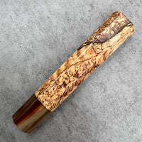 Custom Japanese Knife handle (wa handle) for 240mm - Spalted tamarind and marbled horn