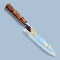 Custom Tadokoro Nakagawa mirror polish Ginsan 3 Gyuto 260 (243 Edge) - Hawaii Koa and vintage poker chip