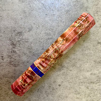 Custom Japanese Knife handle (wa handle) for 165-210mm : Karelian Birch with Azurite TruStone and copper