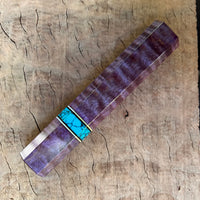 Custom Japanese Knife handle (wa handle) for 240mm - Purple dyed curly maple and Turquoise TruStone