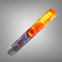 Custom Japanese Knife handle (wa handle) for 165-210 : Box elder burl hybrid - Purple dye, orange gold swirl