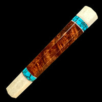 Custom Japanese Knife handle (wa handle) for 240mm - Amboyna burl and turquoise