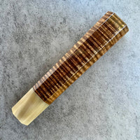Custom Japanese Knife handle (wa handle) for 240mm - Chocolate Koa with tight curl and blonde horn