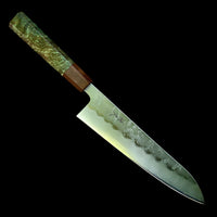 Custom Tsunehisa Ginsan 3 Nashiji Gyuto 210mm - Dyed Mango and Brazilian ebony