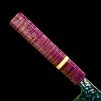 Custom Tsunehisa AUS10 Tsuchime Damascus Gyuto 210 - Curly maple purple dye
