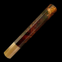 Custom Japanese Knife handle (wa handle) for 240mm - Dark desert ironwood burl and marbled horn