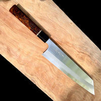 Custom Sugi Tadokoro x Tanaka Aogami Super Tall Kiritsuke Gyuto 240 Hon Kasumi Finish - Desert Ironwood Burl