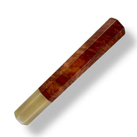 Custom Japanese Knife handle (wa handle) for 165-210 mm: Red mallee burl and blonde horn