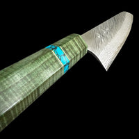 Custom Yu Kurosaki Fujin VG10 Hammered 210mm (8”) Gyuto Chef Knife- Dyed curly maple and turquoise