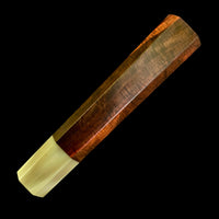 Custom Japanese Knife handle (wa handle) for 240mm - Beautiful red and black curly Siamese rosewood and blonde horn
