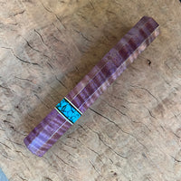 Custom Japanese Knife handle (wa handle) for 240mm - Purple dyed curly maple and Turquoise TruStone