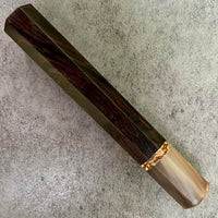 Custom Japanese Knife handle (wa handle) for 165-210mm : Burly African Blackwood and marbled horn