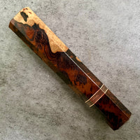 Custom Japanese Knife handle (wa handle) for 240-260 - Very rare Lanceolaria rosewood and copper infused carbon fiber