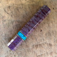 Custom Japanese Knife handle (wa handle) for 240mm - Purple dyed curly maple and Turquoise TruStone
